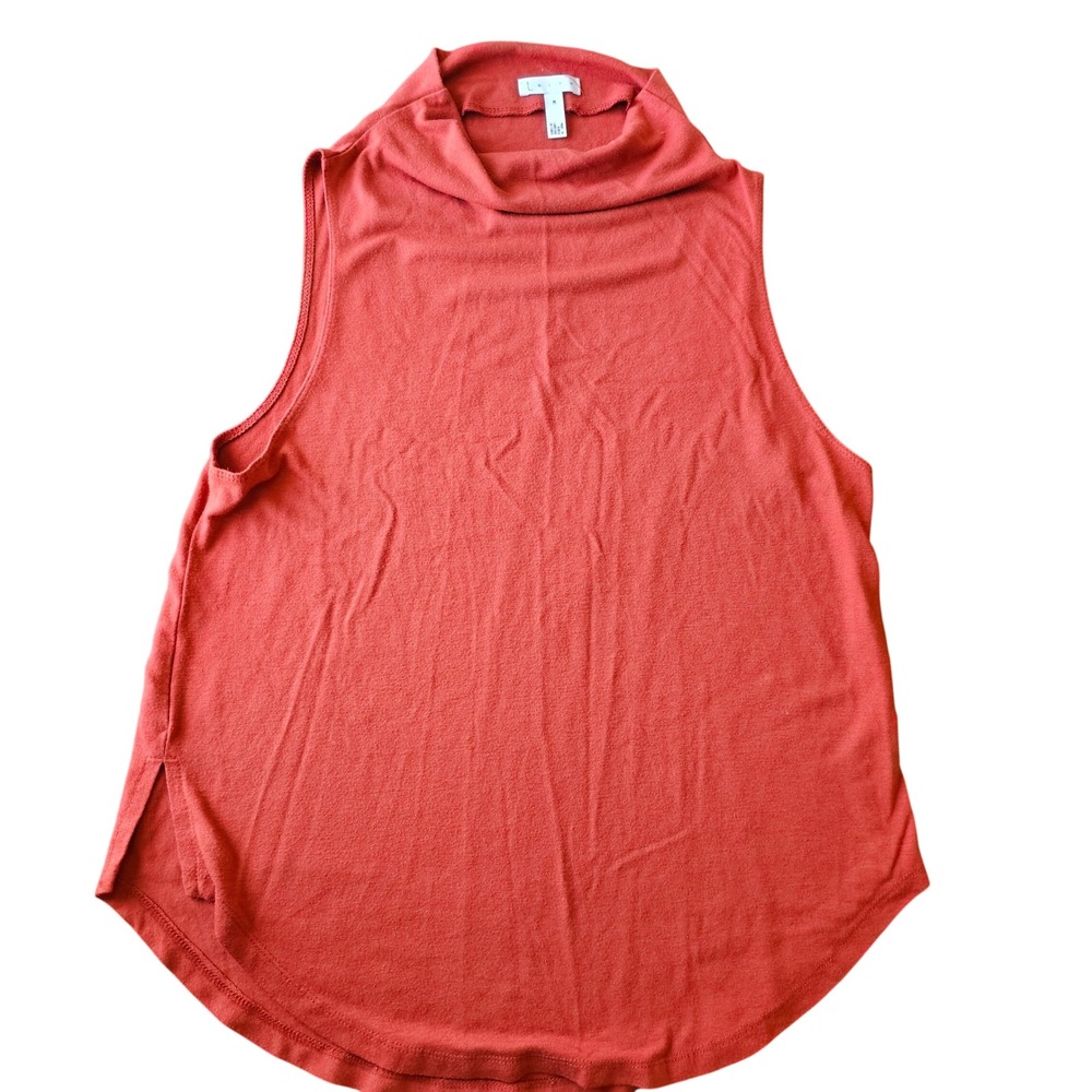 Leith Womens Rust Orange Mock Neck Sleeveless Knit Top Size M TL337777MI EUC